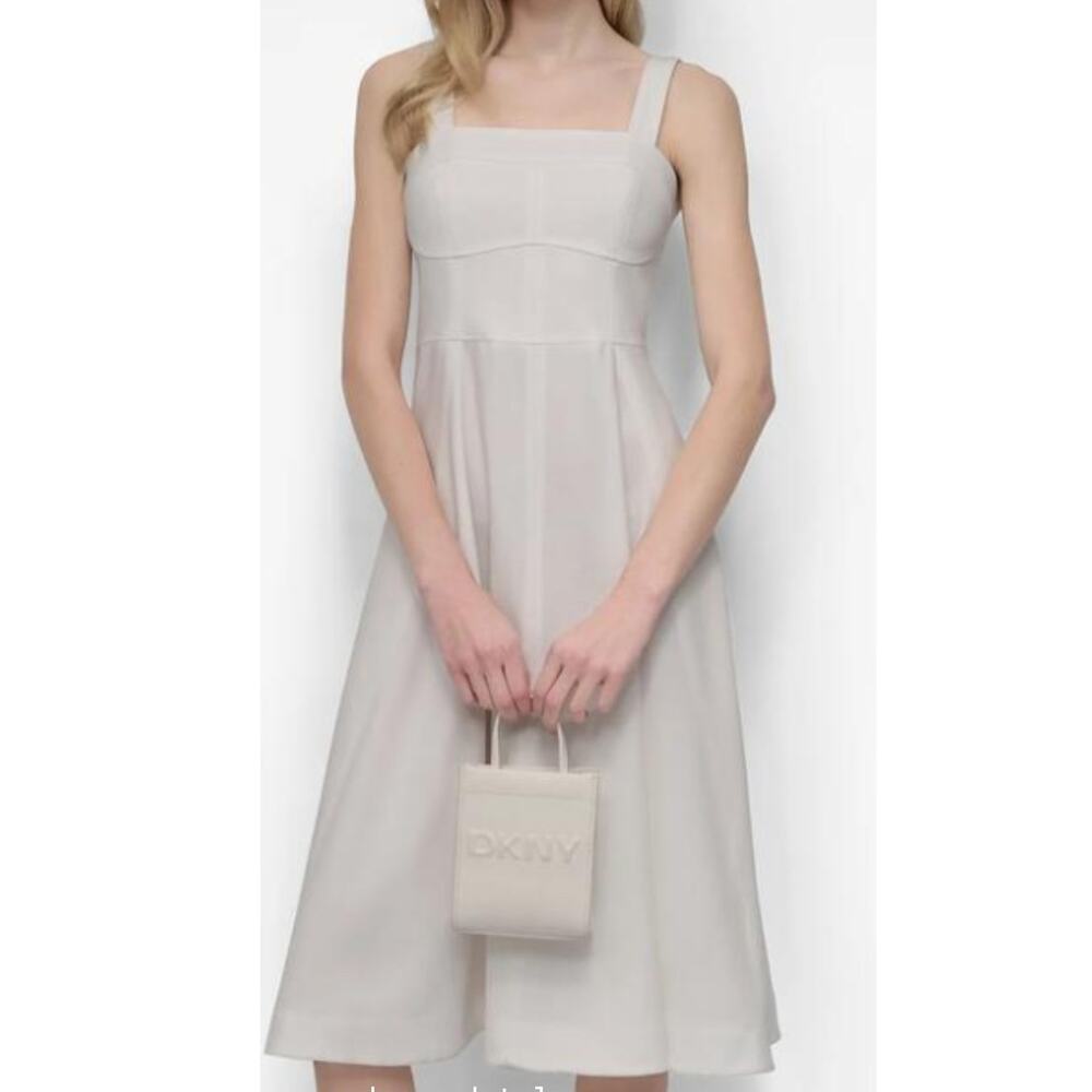 NWT DKNY Ivory Square Bridal Coquette Old Money Midi 12 - Picture 2 of 8
